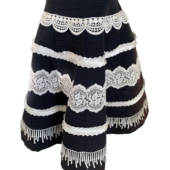 Vintage 80s Strapless Victor Costa Saks Fifth Ave Cocktai Dress Ribbon Eyelet - Picture 3 of 17